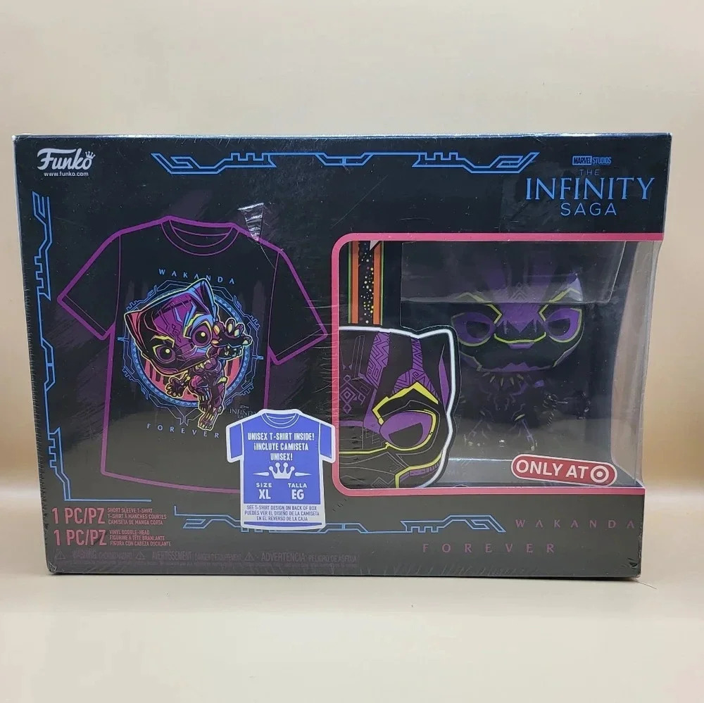 Black Panther Funko POP! Marvel Collector's Box Blacklight POP & Tee XL Sealed
